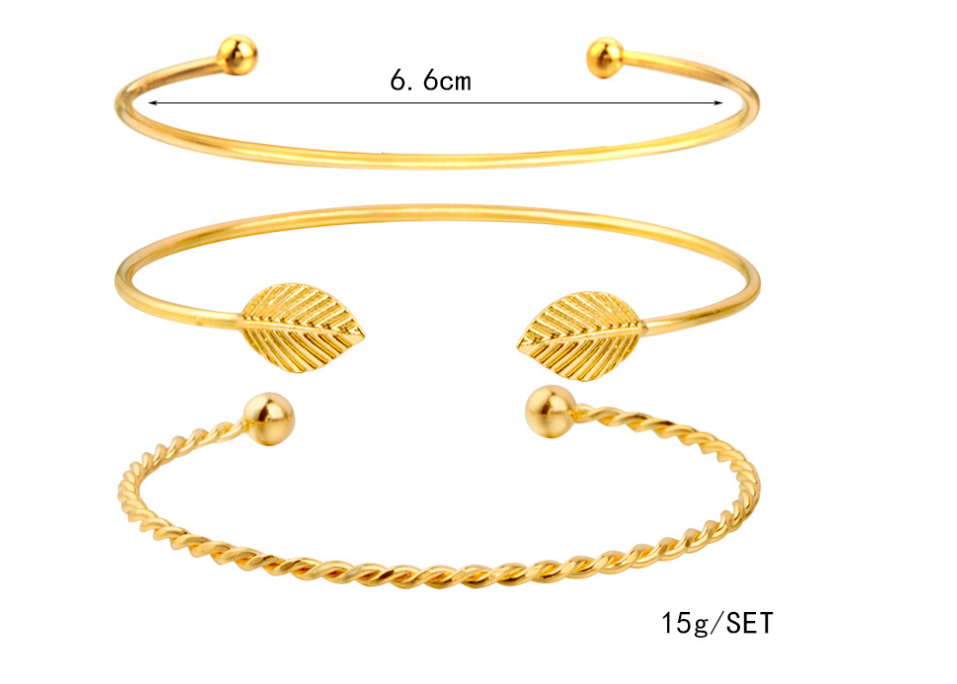 Module Gold Color Crystal Bracelets Set CZ Stone Heart Bangles For Woman