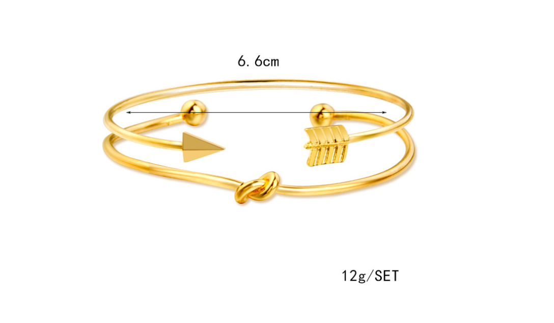 Module Gold Color Crystal Bracelets Set CZ Stone Heart Bangles For Woman