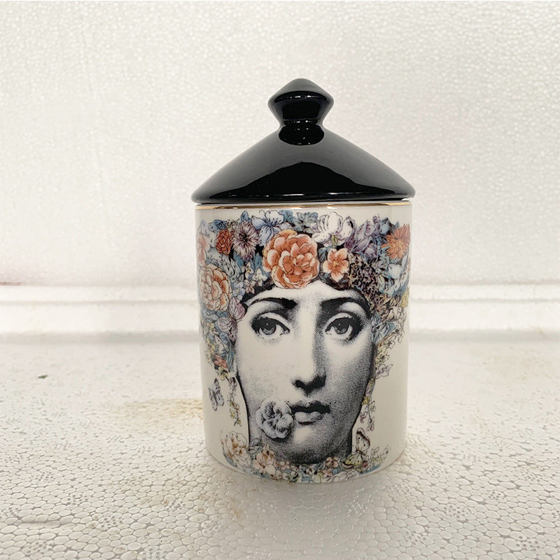 Art Face Aroma Candle Holder Jar Home Decoration Ornaments