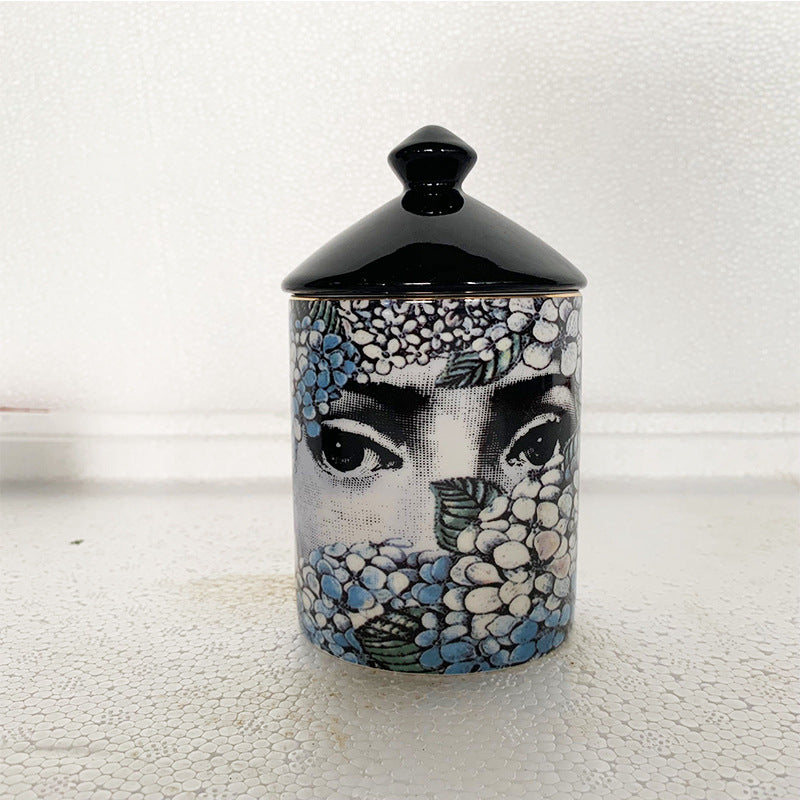 Art Face Aroma Candle Holder Jar Home Decoration Ornaments