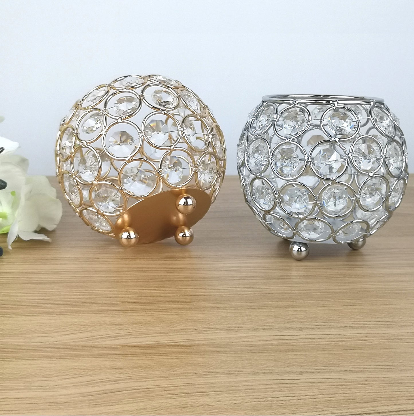 Crystal Candle Holder Floral Hollow Decoration Ornament Candle Cup