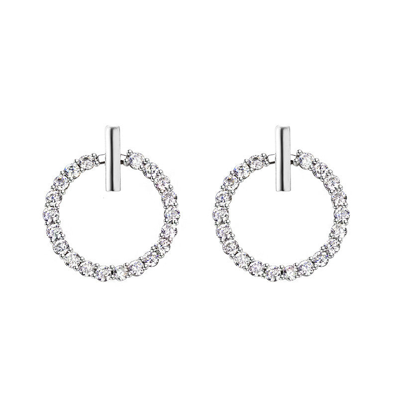 Fashion Circle Diamond Earrings Pure Silver