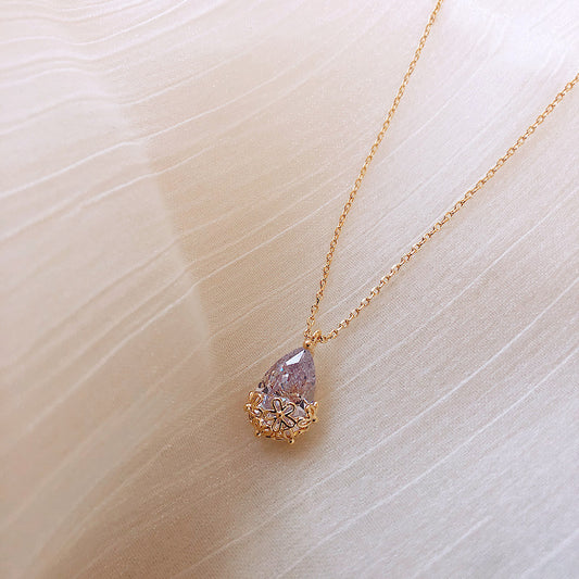 Crystal Water Drop Pendant Necklace