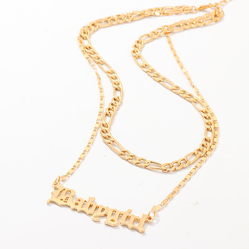 Babygirl letter double necklace