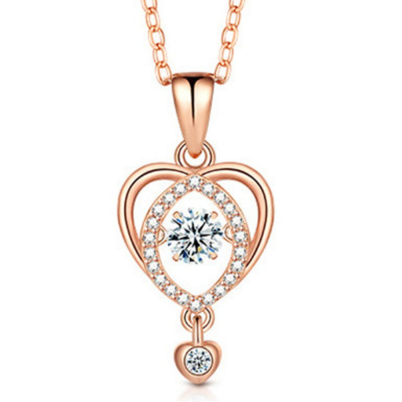 Romantic Sparkling Beating Diamond Love Pendant Necklace For Women