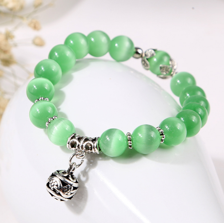 Natural opal beads bracelets crystal fashion women vintage stainless steel