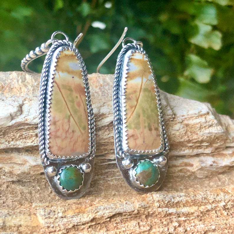 New Vintage Plated Silver Turquoise Earrings