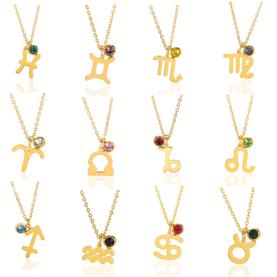 Zodiac Necklace Birthday Stone Necklace For Women