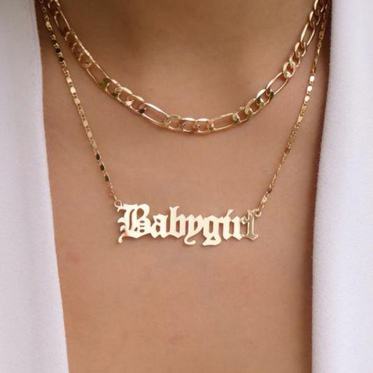 Babygirl letter double necklace