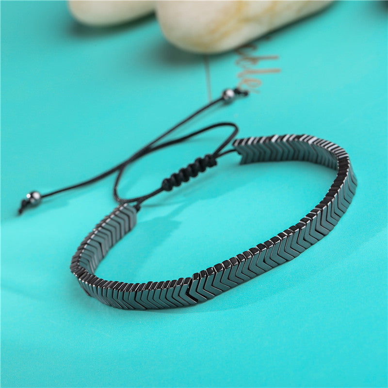 Bracelet Black Iron Stone Flying Saucer Woven Three Sets Of Bracelets