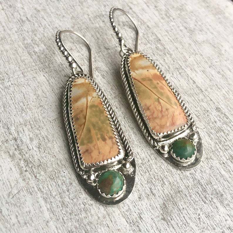 New Vintage Plated Silver Turquoise Earrings