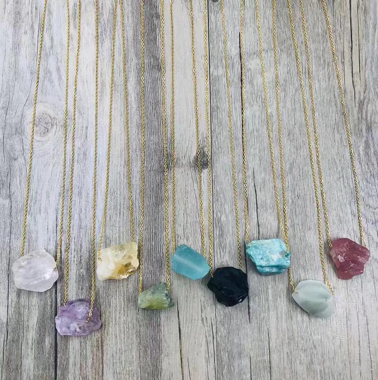 Natural Crystal Stone Pendant Necklace