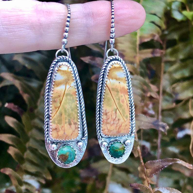 New Vintage Plated Silver Turquoise Earrings